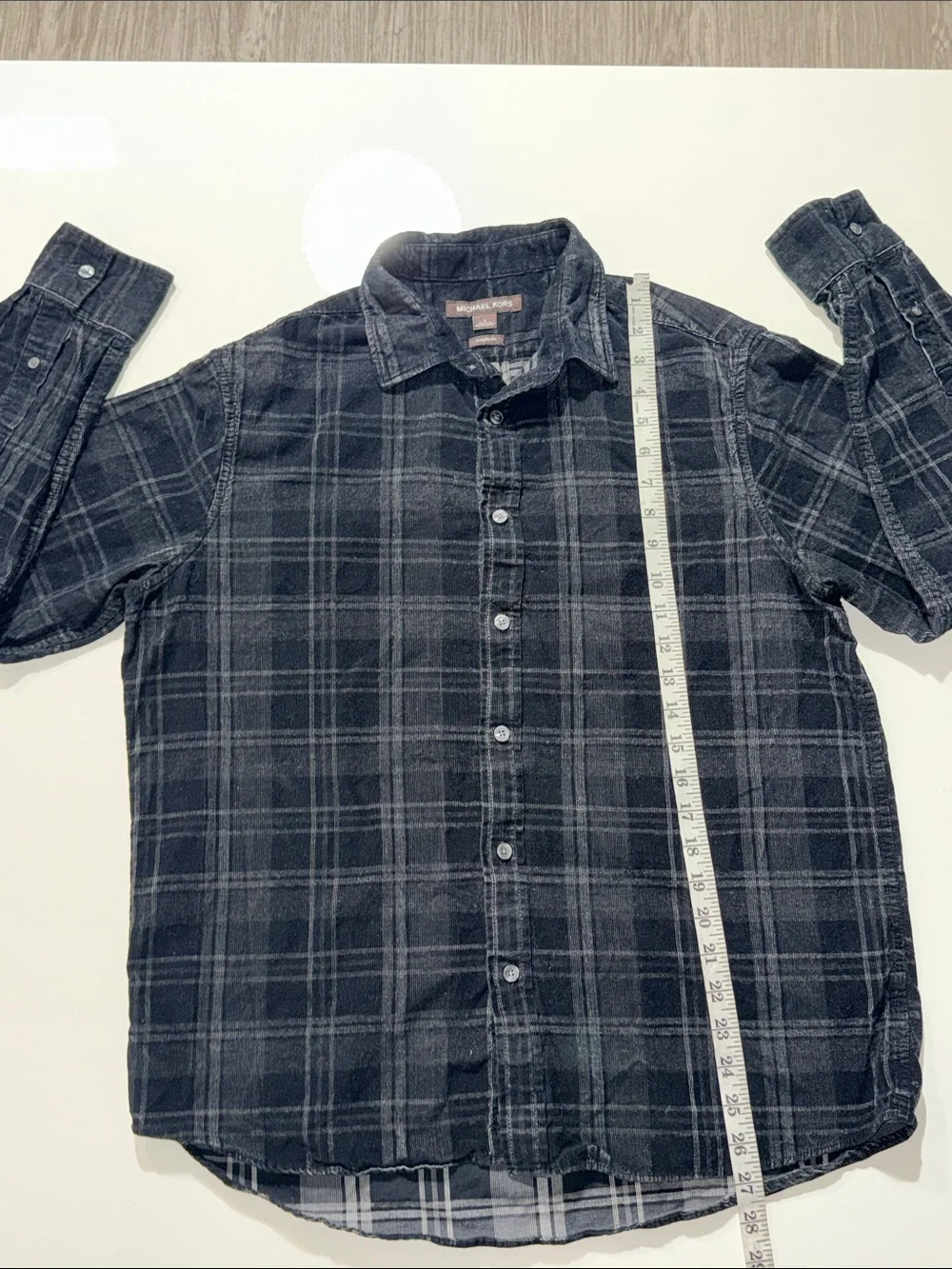 Michael Kors Black Plaid Button-Down Shirt